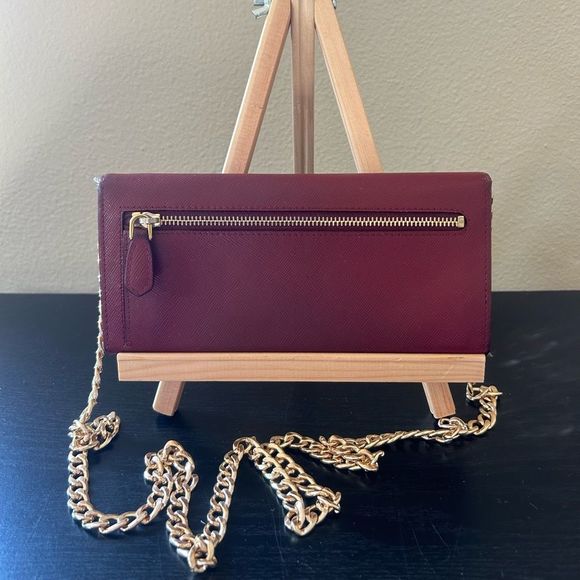 Prada Milano Made in Italy Wine Red Snap Wallet with unbranded chain - Picture 2 of 16